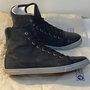 Lanvin Croc-Embossed Leather High-Top Sneaker - 38